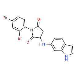 ChemSpider 2D Image | 1-(2,4-Dibromophenyl)-3-(1H-indol-6-ylamino)-2,5-pyrrolidinedione | C18H13Br2N3O2