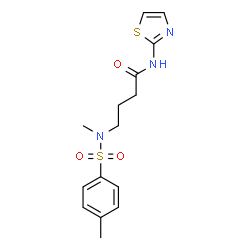 ChemSpider 2D Image | 4-{Methyl[(4-methylphenyl)sulfonyl]amino}-N-(1,3-thiazol-2-yl)butanamide | C15H19N3O3S2