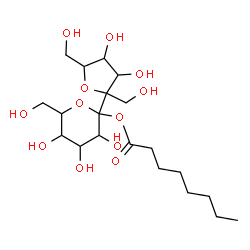 ChemSpider 2D Image | 2-[3,4-Dihydroxy-2,5-bis(hydroxymethyl)tetrahydro-2-furanyl]-3,4,5-trihydroxy-6-(hydroxymethyl)tetrahydro-2H-pyran-2-yl octanoate (non-preferred name) | C20H36O12