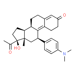 ChemSpider 2D Image | (8alpha,11beta,17alpha)-11-[4-(Dimethylamino)phenyl]-17-hydroxy-19-norpregna-4,9-diene-3,20-dione | C28H35NO3
