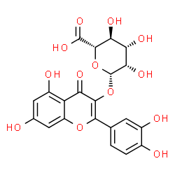 ChemSpider 2D Image | 2-(3,4-Dihydroxyphenyl)-5,7-dihydroxy-4-oxo-4H-chromen-3-yl beta-D-mannopyranosiduronic acid | C21H18O13