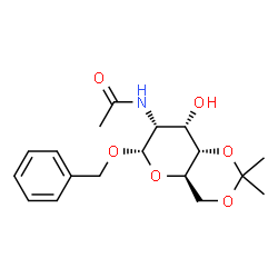 ChemSpider 2D Image | Benzyl 2-acetamido-2-deoxy-4,6-O-isopropylidene-alpha-D-allopyranoside | C18H25NO6
