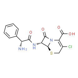 ChemSpider 2D Image | (6S,7R)-7-{[(2R)-2-Amino-2-phenylacetyl]amino}-3-chloro-8-oxo-5-thia-1-azabicyclo[4.2.0]oct-2-ene-2-carboxylic acid | C15H14ClN3O4S