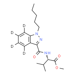 ChemSpider 2D Image | Methyl N-{[1-pentyl(~2~H_4_)-1H-indazol-3-yl]carbonyl}-L-valinate | C19H23D4N3O3