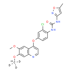 ChemSpider 2D Image | 1-[2-Chloro-4-({6-methoxy-7-[(~13~C,~2~H_3_)methyloxy]-4-quinolinyl}oxy)phenyl]-3-(5-methyl-1,2-oxazol-3-yl)urea | C2113CH16D3ClN4O5