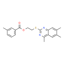 ChemSpider 2D Image | 2-[(4,6,7-Trimethyl-2-quinazolinyl)sulfanyl]ethyl 3-methylbenzoate | C21H22N2O2S