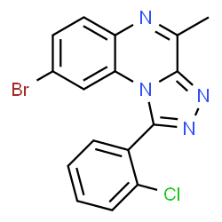 ChemSpider 2D Image | 8-Bromo-1-(2-chlorophenyl)-4-methyl[1,2,4]triazolo[4,3-a]quinoxaline | C16H10BrClN4
