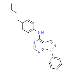 ChemSpider 2D Image | N-(4-Butylphenyl)-1-phenyl-1H-pyrazolo[3,4-d]pyrimidin-4-amine | C21H21N5