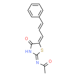 ChemSpider 2D Image | N-{(2Z,5E)-4-Oxo-5-[(2E)-3-phenyl-2-propen-1-ylidene]-1,3-thiazolidin-2-ylidene}acetamide | C14H12N2O2S