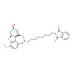 ChemSpider 2D Image | (4aS,6R,8aR)-11-[8-(1,3-Dioxo-1,3-dihydro-2H-isoindol-2-yl)octyl]-6-hydroxy-3-methoxy-5,6,9,10-tetrahydro-4aH-[1]benzofuro[3a,3,2-ef][2]benzazepin-11-ium | C32H37N2O5