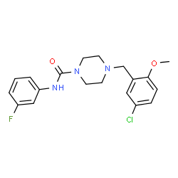 ChemSpider 2D Image | 4-(5-Chloro-2-methoxybenzyl)-N-(3-fluorophenyl)-1-piperazinecarboxamide | C19H21ClFN3O2
