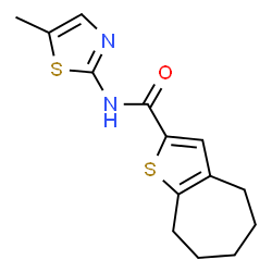 ChemSpider 2D Image | N-(5-methyl-1,3-thiazol-2-yl)-4H,5H,6H,7H,8H-cyclohepta[b]thiophene-2-carboxamide | C14H16N2OS2