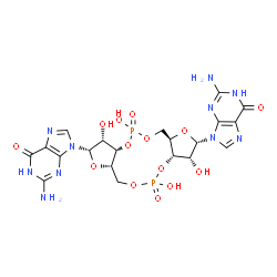 ChemSpider 2D Image | 9,9'-[(2S,3R,3aS,7aR,9S,10R,10aS,14aS)-3,5,10,12-Tetrahydroxy-5,12-dioxidooctahydro-2H,7H-difuro[3,2-d:3',2'-j][1,3,7,9,2,8]tetraoxadiphosphacyclododecine-2,9-diyl]bis(2-amino-1,9-dihydro-6H-purin-6-o
ne) | C20H24N10O14P2