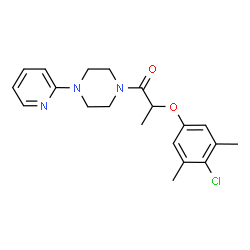 ChemSpider 2D Image | 2-(4-Chloro-3,5-dimethylphenoxy)-1-[4-(2-pyridinyl)-1-piperazinyl]-1-propanone | C20H24ClN3O2