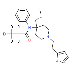 ChemSpider 2D Image | N-{4-(Methoxymethyl)-1-[2-(2-thienyl)ethyl]-4-piperidinyl}-N-phenyl(~2~H_5_)propanamide | C22H25D5N2O2S