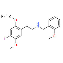 ChemSpider 2D Image | 2-{4-Iodo-5-methoxy-2-[(~11~C)methyloxy]phenyl}-N-(2-methoxybenzyl)ethanamine | C1711CH22INO3