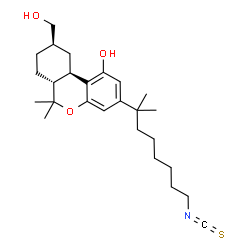 ChemSpider 2D Image | (6aR,9R,10aR)-9-(Hydroxymethyl)-3-(8-isothiocyanato-2-methyl-2-octanyl)-6,6-dimethyl-6a,7,8,9,10,10a-hexahydro-6H-benzo[c]chromen-1-ol | C26H39NO3S