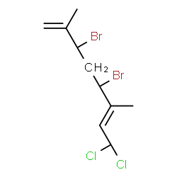 ChemSpider 2D Image | (3S,5R,6E)-3,5-Dibromo-8,8-dichloro-2,6-dimethyl-1,6-octadiene | C10H14Br2Cl2