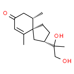 ChemSpider 2D Image | (2S,5R,10S)-2-(1,2-Dihydroxy-2-propanyl)-6,10-dimethylspiro[4.5]dec-6-en-8-one | C15H24O3
