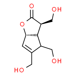 ChemSpider 2D Image | (3R,6aR)-3,4,5-Tris(hydroxymethyl)-3,3a,4,6a-tetrahydro-2H-cyclopenta[b]furan-2-one | C10H14O5