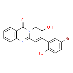 ChemSpider 2D Image | 2-[(E)-2-(5-Bromo-2-hydroxyphenyl)vinyl]-3-(2-hydroxyethyl)-4(3H)-quinazolinone | C18H15BrN2O3