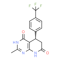 ChemSpider 2D Image | 2-Methyl-5-[4-(trifluoromethyl)phenyl]-5,8-dihydropyrido[2,3-d]pyrimidine-4,7(1H,6H)-dione | C15H12F3N3O2