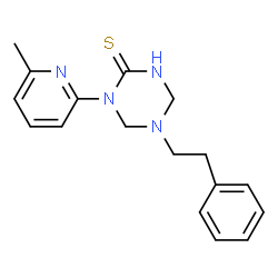 ChemSpider 2D Image | 1-(6-Methyl-2-pyridinyl)-5-(2-phenylethyl)-1,3,5-triazinane-2-thione | C17H20N4S