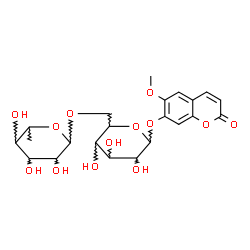 ChemSpider 2D Image | 6-Methoxy-2-oxo-2H-chromen-7-yl 6-O-(6-deoxyhexopyranosyl)hexopyranoside | C22H28O13