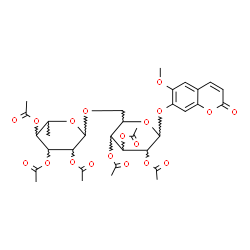 ChemSpider 2D Image | 6-Methoxy-2-oxo-2H-chromen-7-yl 2,3,4-tri-O-acetyl-6-O-(2,3,4-tri-O-acetyl-6-deoxyhexopyranosyl)hexopyranoside | C34H40O19