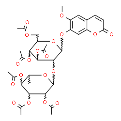ChemSpider 2D Image | 6-Methoxy-2-oxo-2H-chromen-7-yl 3,4,6-tri-O-acetyl-2-O-(2,3,4-tri-O-acetyl-6-deoxyhexopyranosyl)hexopyranoside | C34H40O19