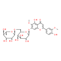 ChemSpider 2D Image | 5-Hydroxy-2-(4-hydroxy-3-methoxyphenyl)-6-methoxy-4-oxo-4H-chromen-7-yl 6-O-(6-deoxyhexopyranosyl)hexopyranoside | C29H34O16