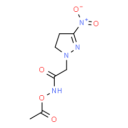 ChemSpider 2D Image | N-Acetoxy-2-(3-nitro-4,5-dihydro-1H-pyrazol-1-yl)acetamide | C7H10N4O5