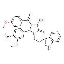 ChemSpider 2D Image | 1-(2-(1H-indol-3-yl)ethyl)-5-(3,4-dimethoxyphenyl)-3-hydroxy-4-(4-methoxybenzoyl)-1H-pyrrol-2(5H)-one | C30H28N2O6
