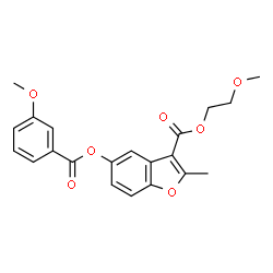ChemSpider 2D Image | 2-Methoxyethyl 5-[(3-methoxybenzoyl)oxy]-2-methyl-1-benzofuran-3-carboxylate | C21H20O7