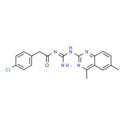 ChemSpider 2D Image | N-{(E)-Amino[(4,6-dimethyl-2-quinazolinyl)amino]methylene}-2-(4-chlorophenyl)acetamide | C19H18ClN5O