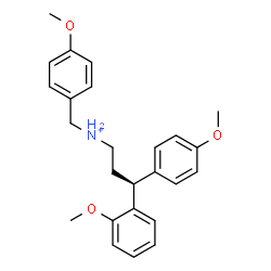 ChemSpider 2D Image | (3S)-N-(4-Methoxybenzyl)-3-(2-methoxyphenyl)-3-(4-methoxyphenyl)-1-propanaminium | C25H30NO3