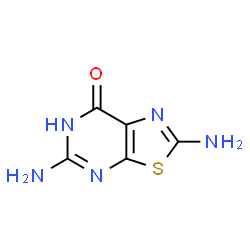 ChemSpider 2D Image | 2,5-Diamino[1,3]thiazolo[5,4-d]pyrimidin-7(6H)-one | C5H5N5OS