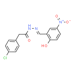 ChemSpider 2D Image | 2-(4-Chlorophenyl)-N'-[(E)-(2-hydroxy-5-nitrophenyl)methylene]acetohydrazide | C15H12ClN3O4