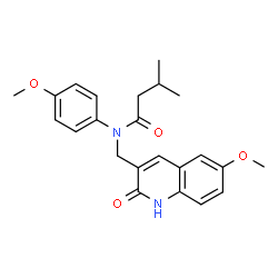 ChemSpider 2D Image | N-[(6-Methoxy-2-oxo-1,2-dihydro-3-quinolinyl)methyl]-N-(4-methoxyphenyl)-3-methylbutanamide | C23H26N2O4