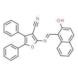 ChemSpider 2D Image | 2-{(E)-[(2-Hydroxy-1-naphthyl)methylene]amino}-4,5-diphenyl-3-furonitrile | C28H18N2O2