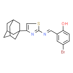 ChemSpider 2D Image | 2-[(E)-{[4-(Adamantan-1-yl)-1,3-thiazol-2-yl]imino}methyl]-4-bromophenol | C20H21BrN2OS