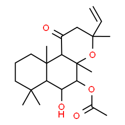 ChemSpider 2D Image | 6-Hydroxy-3,4a,7,7,10a-pentamethyl-1-oxo-3-vinyldodecahydro-1H-benzo[f]chromen-5-yl acetate | C22H34O5