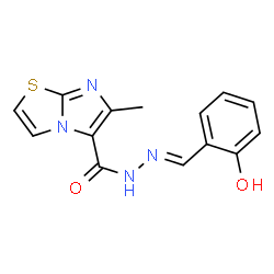 ChemSpider 2D Image | N'-[(E)-(2-Hydroxyphenyl)methylene]-6-methylimidazo[2,1-b][1,3]thiazole-5-carbohydrazide | C14H12N4O2S