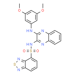 ChemSpider 2D Image | N-{3-[(3,5-Dimethoxyphenyl)amino]-2-quinoxalinyl}-2,1,3-benzothiadiazole-4-sulfonamide | C22H18N6O4S2