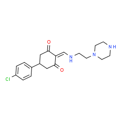 ChemSpider 2D Image | 5-(4-Chlorophenyl)-2-({[2-(1-piperazinyl)ethyl]amino}methylene)-1,3-cyclohexanedione | C19H24ClN3O2