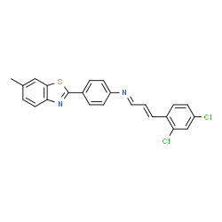 ChemSpider 2D Image | (1E,2E)-3-(2,4-Dichlorophenyl)-N-[4-(6-methyl-1,3-benzothiazol-2-yl)phenyl]-2-propen-1-imine | C23H16Cl2N2S
