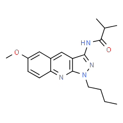 ChemSpider 2D Image | N-(1-Butyl-6-methoxy-1H-pyrazolo[3,4-b]quinolin-3-yl)-2-methylpropanamide | C19H24N4O2