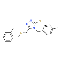 ChemSpider 2D Image | 4-(4-Methylbenzyl)-5-{[(2-methylbenzyl)sulfanyl]methyl}-2,4-dihydro-3H-1,2,4-triazole-3-thione | C19H21N3S2
