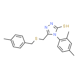 ChemSpider 2D Image | 4H-1,2,4-triazole-3-thiol, 4-(2,4-dimethylphenyl)-5-[[[(4-methylphenyl)methyl]thio]methyl]- | C19H21N3S2