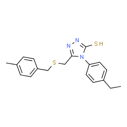 ChemSpider 2D Image | 4H-1,2,4-triazole-3-thiol, 4-(4-ethylphenyl)-5-[[[(4-methylphenyl)methyl]thio]methyl]- | C19H21N3S2